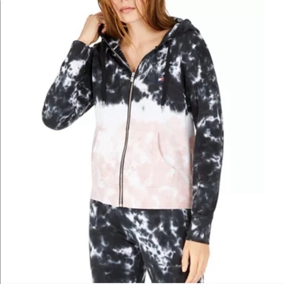 Tommy Hilfiger Black & Pink Tie-Dyed Hoodie - Picture 2 of 8